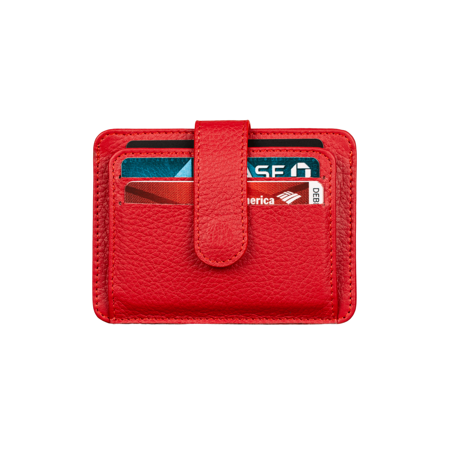 Leather Card Holder Wallet with ID Window Red Miami