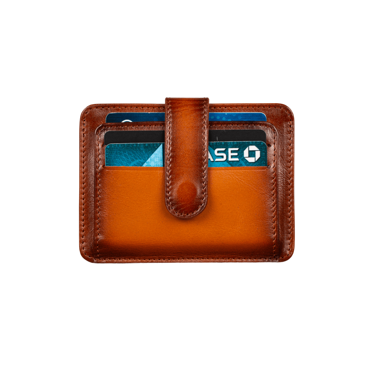 Leather Card Holder Wallet with ID Window Rich Brown Miami