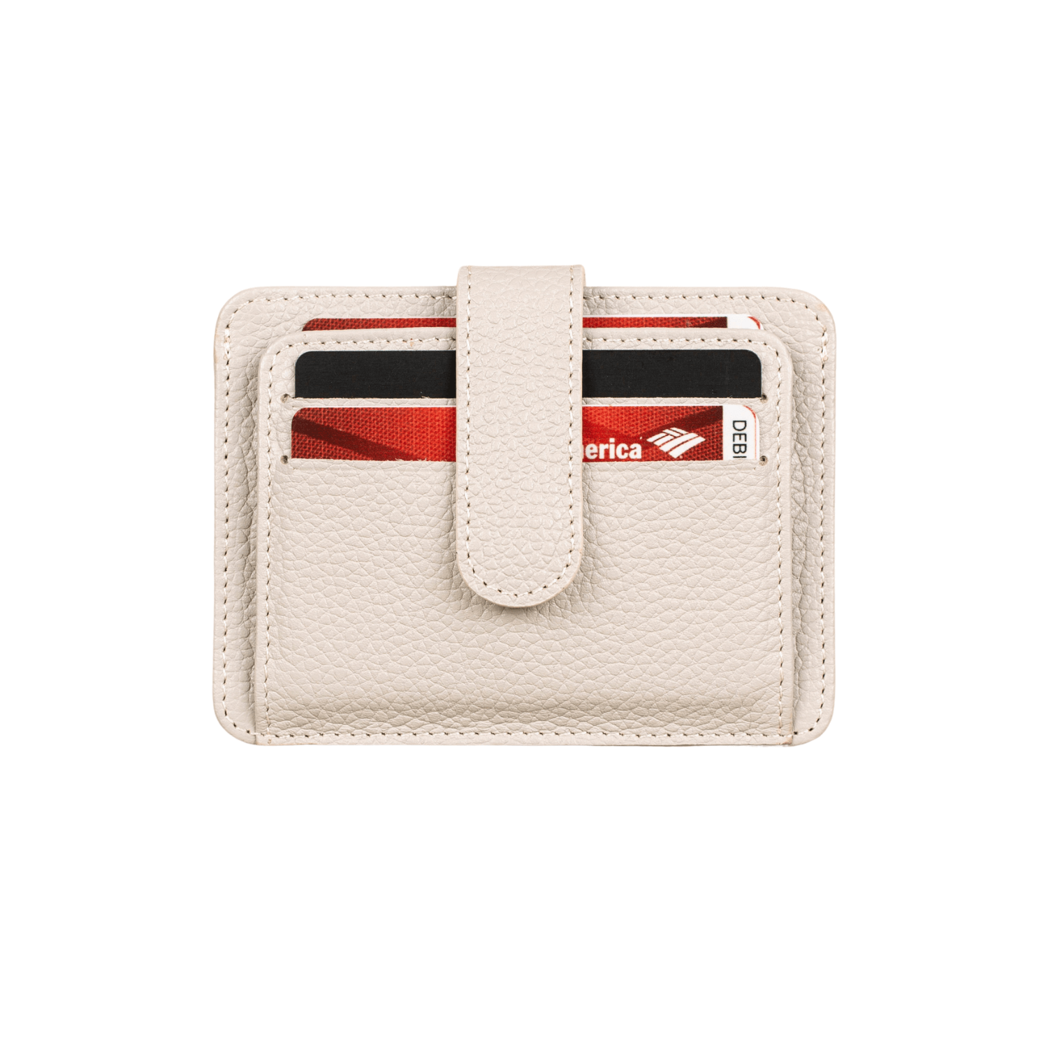 Leather Card Holder Wallet with ID Window Light Grey Miami