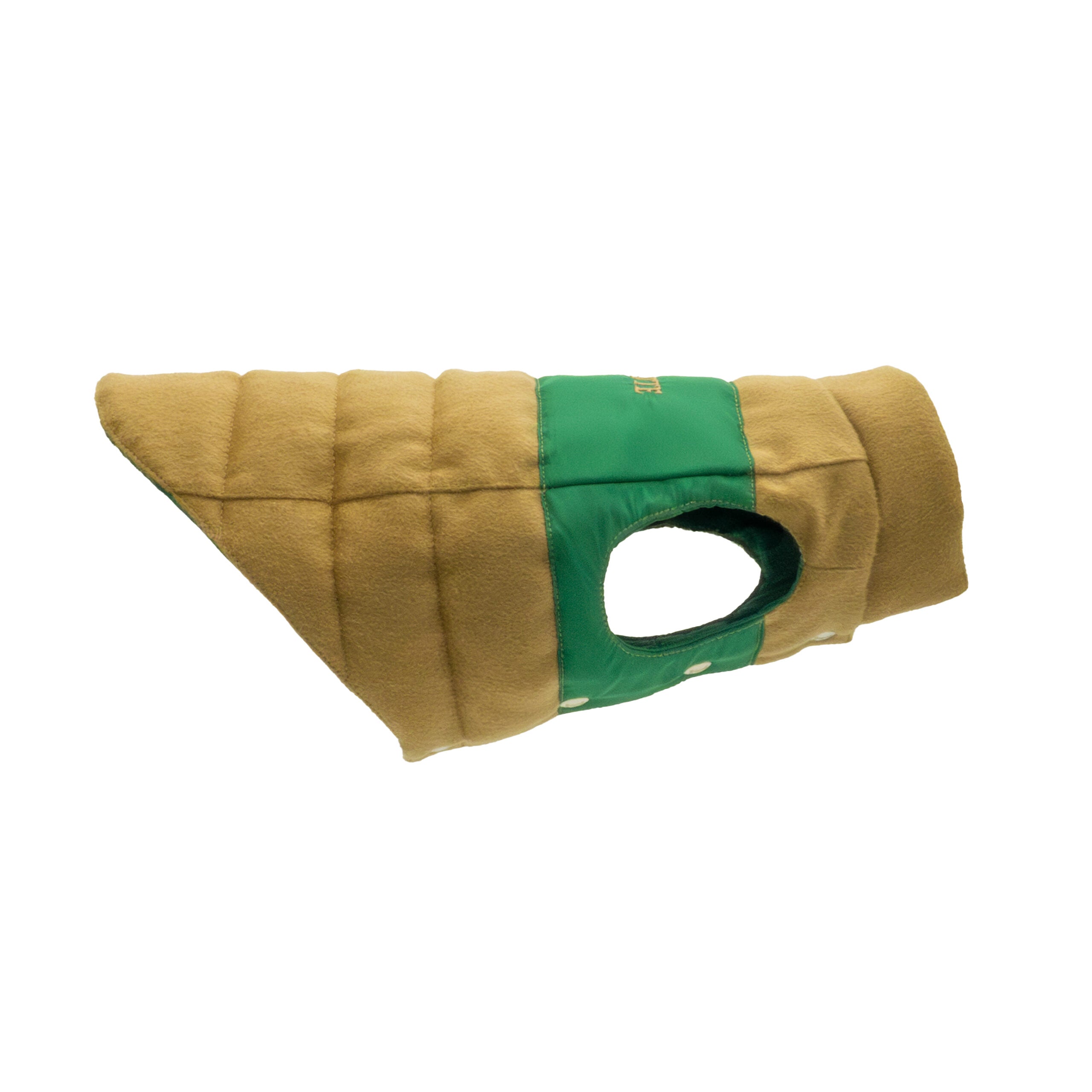 Tailored Pet Down Jacket in Camel Cashmere Reversible