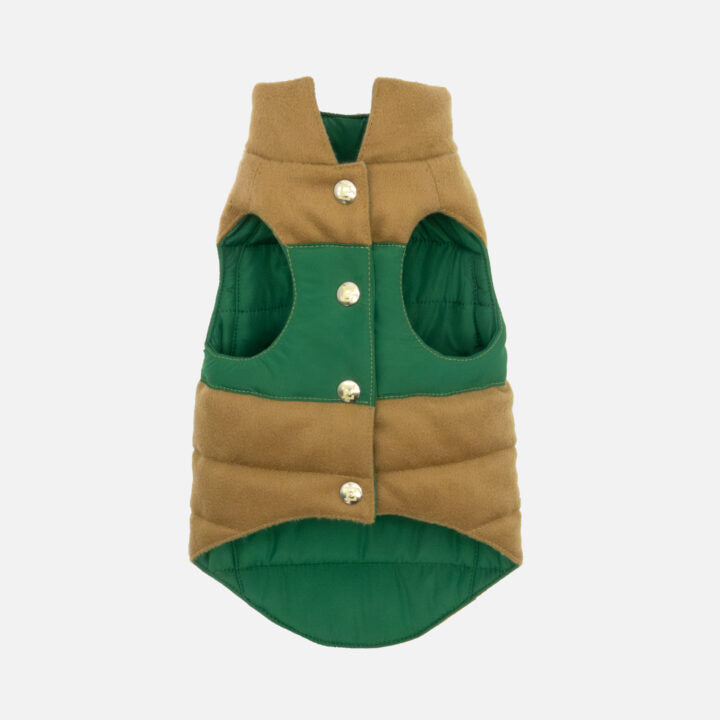 Tailored Pet Down Jacket in Camel Cashmere Reversible