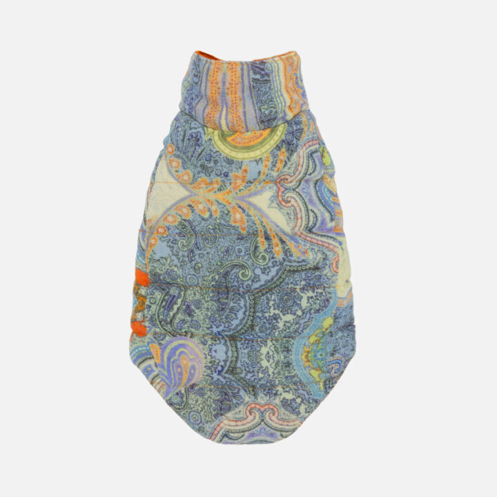 Tailored Pet Down Jacket in Paisely Cashmere Reversible