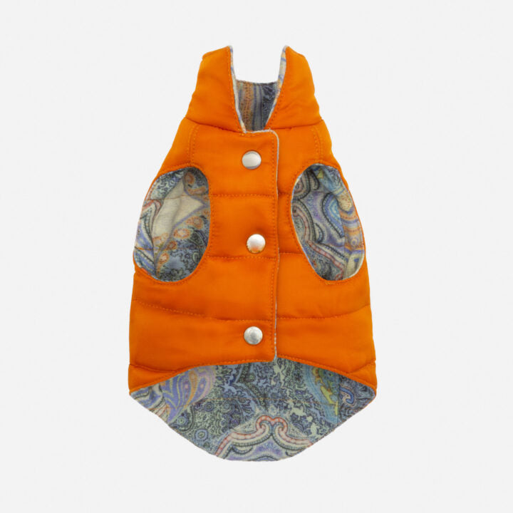 Tailored Pet Down Jacket in Paisely Cashmere Reversible