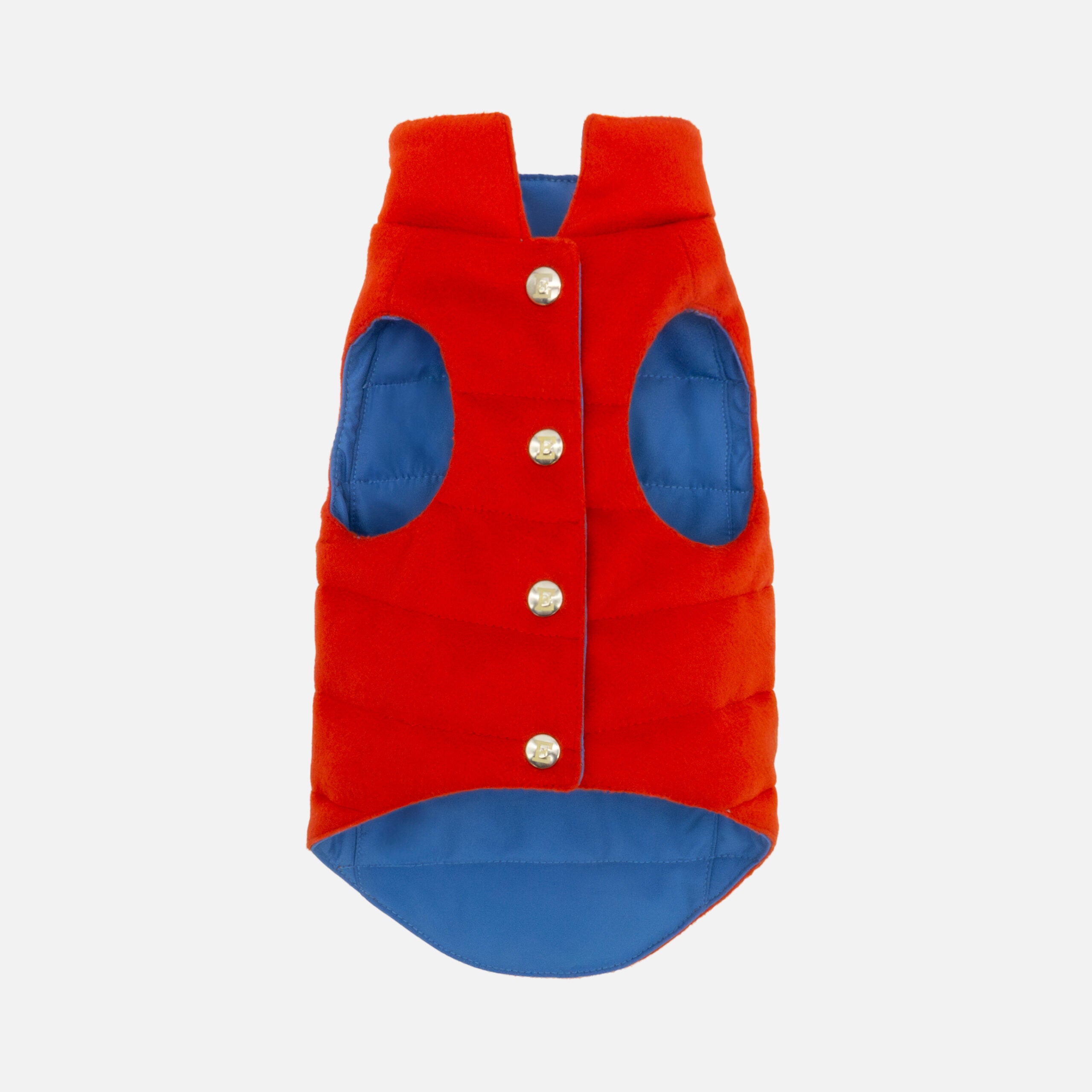 Tailored Pet Down Jacket in Red Cashmere Reversible