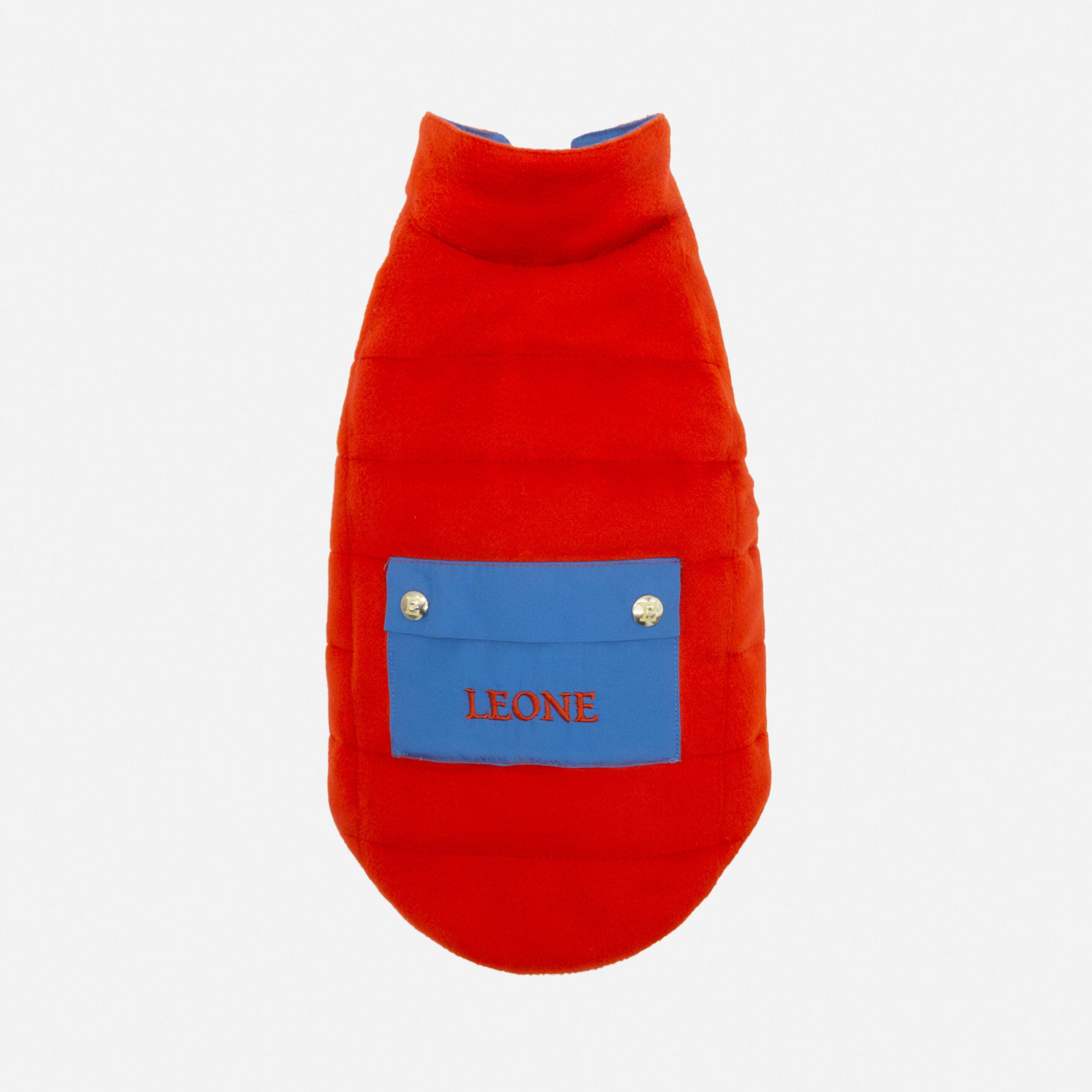 Tailored Pet Down Jacket in Red Cashmere Reversible