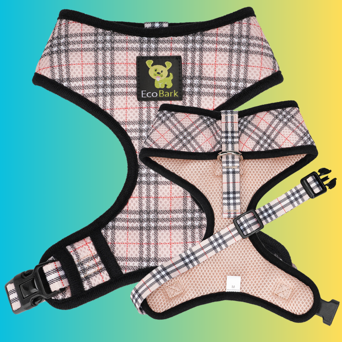 EcoBark – Beige Plaid Max Comfort Dog Harness