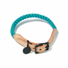 Teal Up-Cycled Rope Cat & Dog Collar – Matte Black Hardware