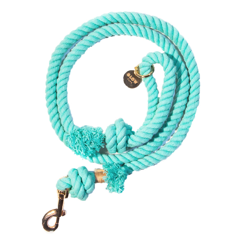 Glow Pups: Turquoise Boho Chic Cotton Rope Dog Leash
