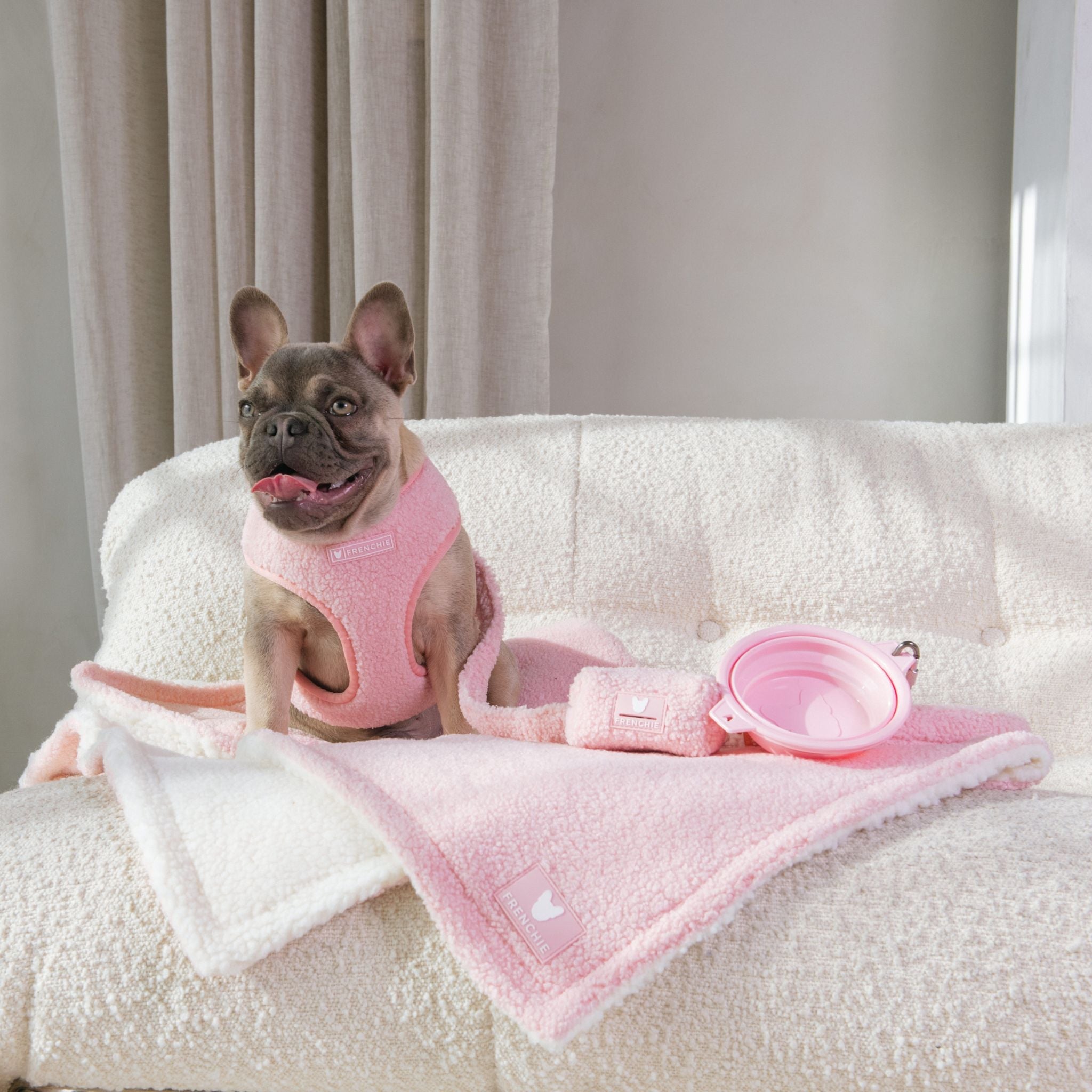 Frenchie Duo Reversible Harness - Teddy Pink