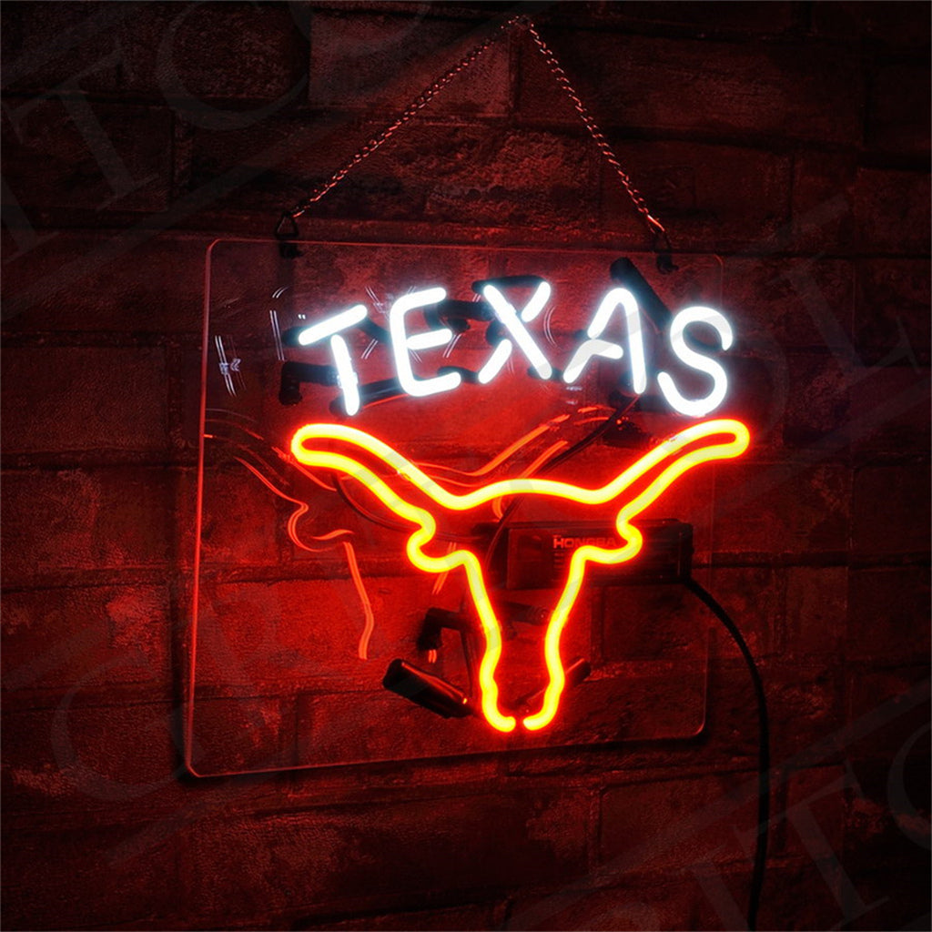 Texas Longhorn Real Glass Neon Sign