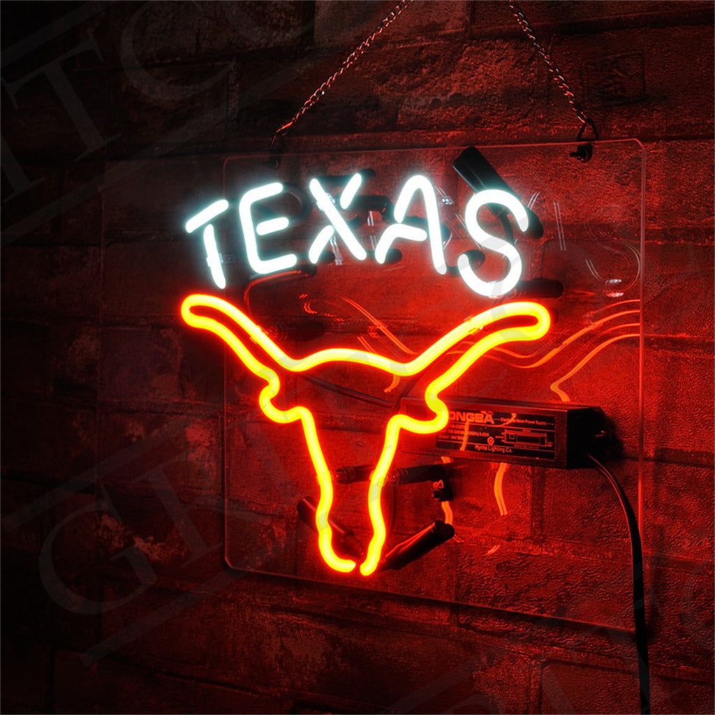Texas Longhorn Real Glass Neon Sign