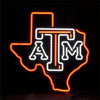 Texas A&M Map Real Glass Neon Sign