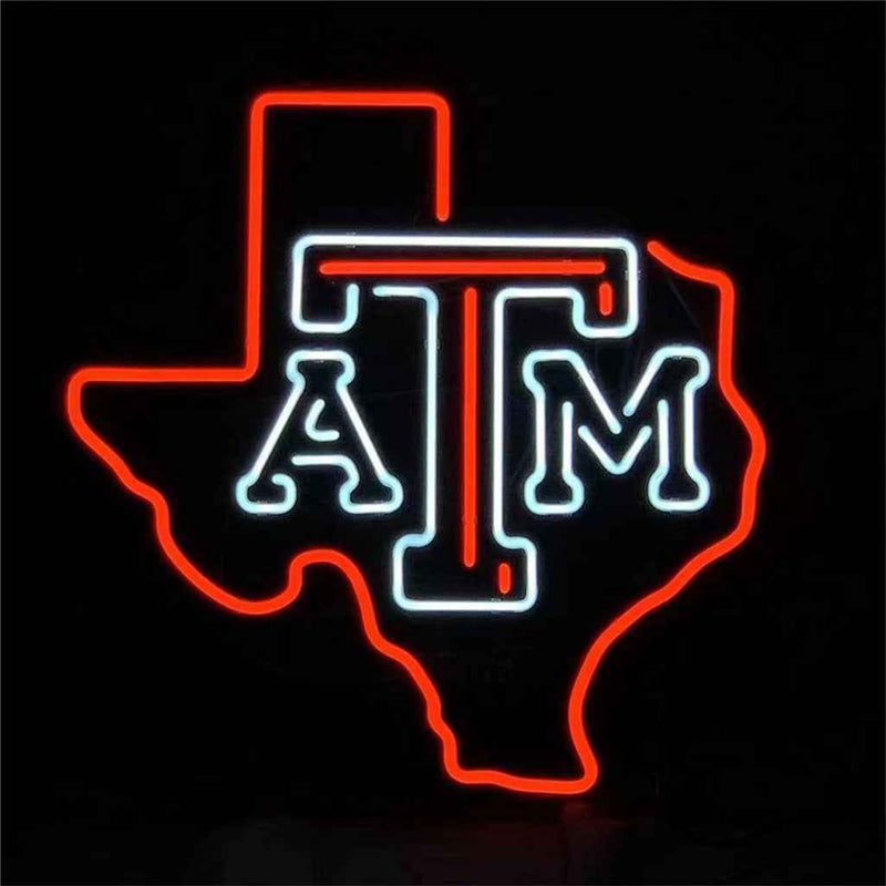 Texas A&M Map Real Glass Neon Sign