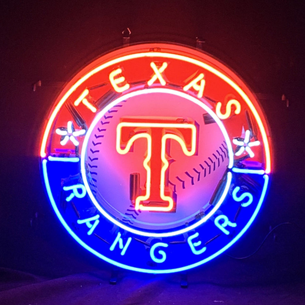 Texas Rangers Baseball Logo Real Glass Neon Sign