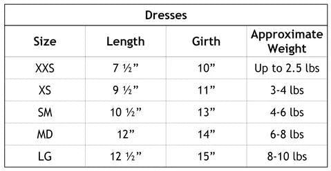 Tiffanie’s Blossom Dog Dress Size Chart