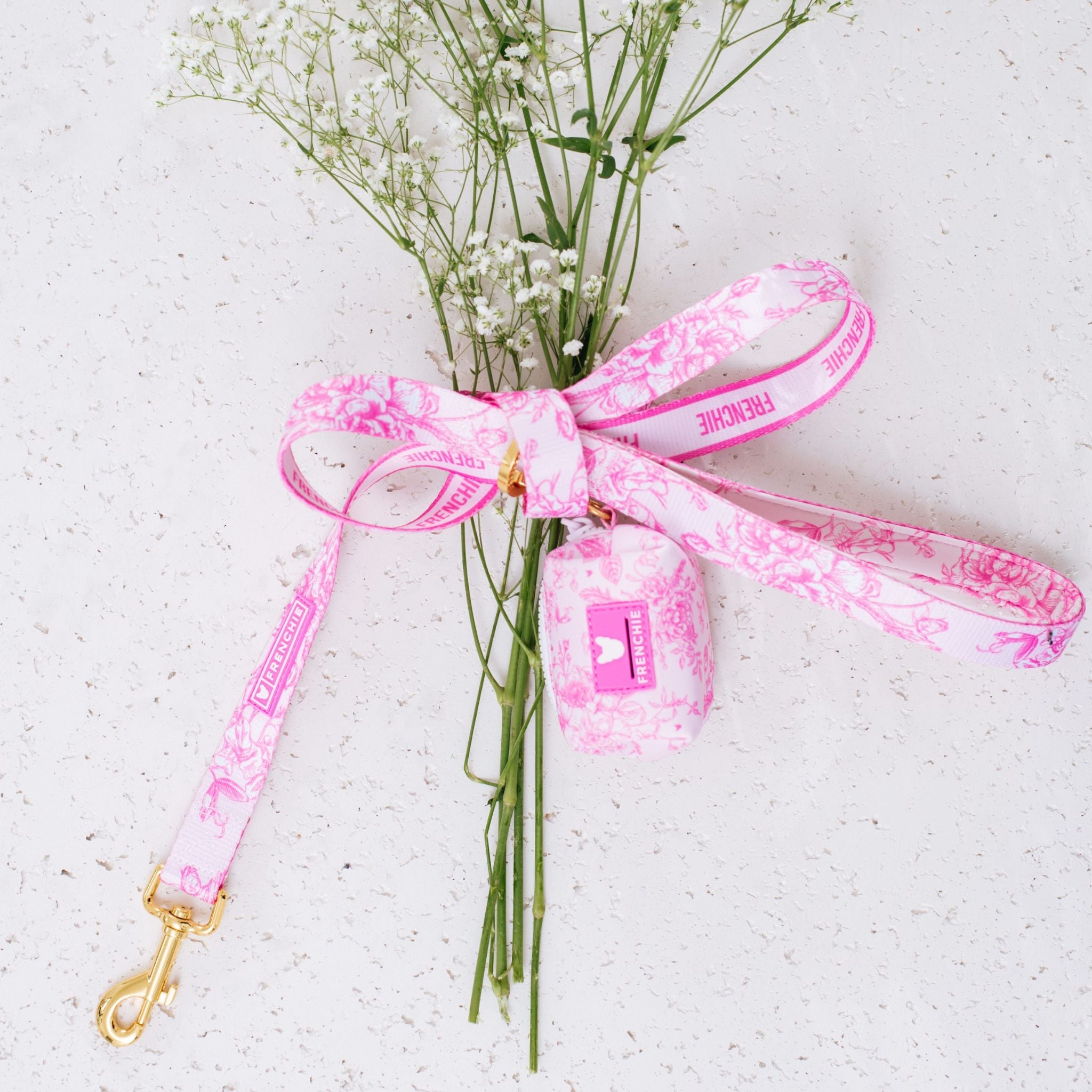 Frenchie Poo Bag Holder - Toile (Pink)