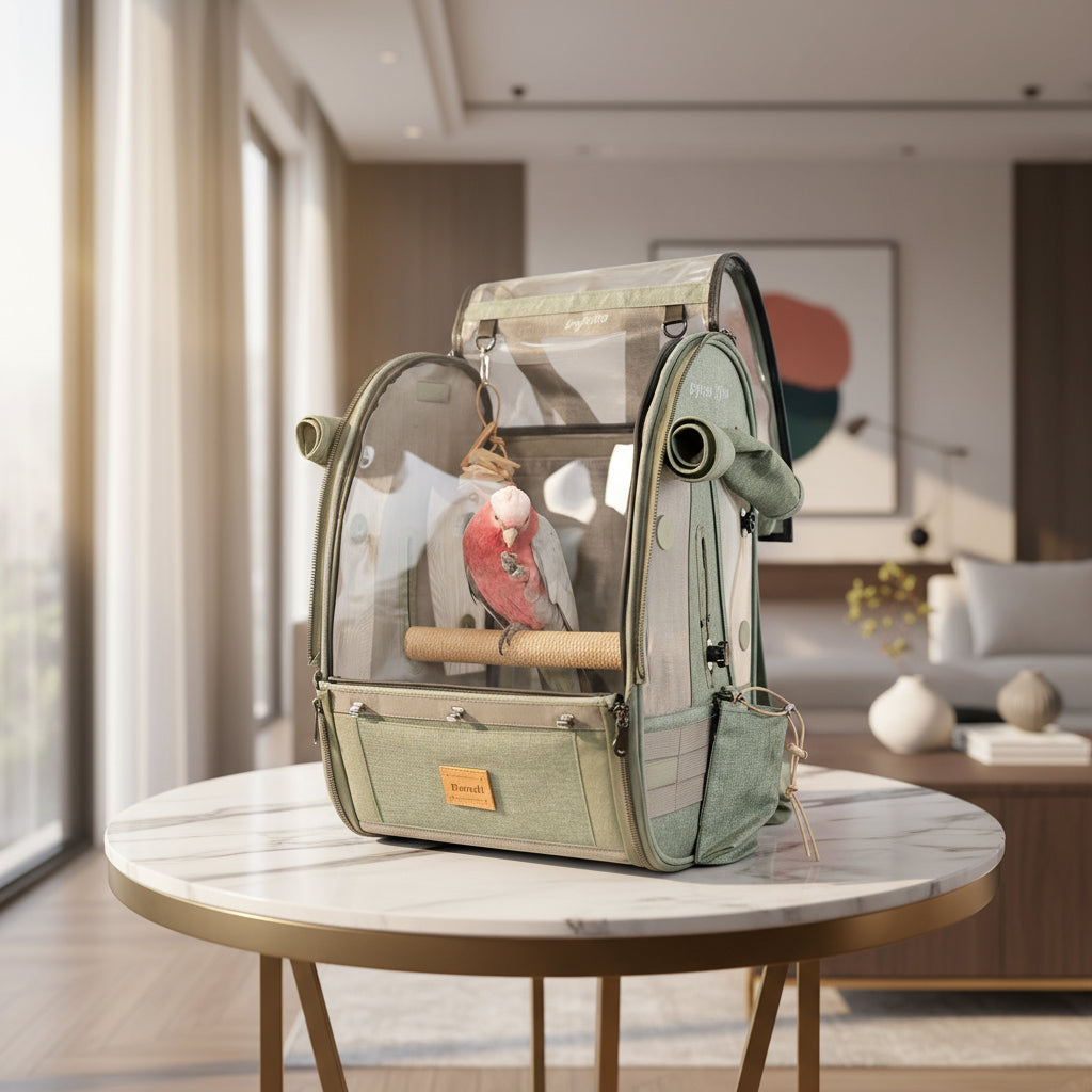 TrackPack: Backpack Bird Travel Carrier with Perch