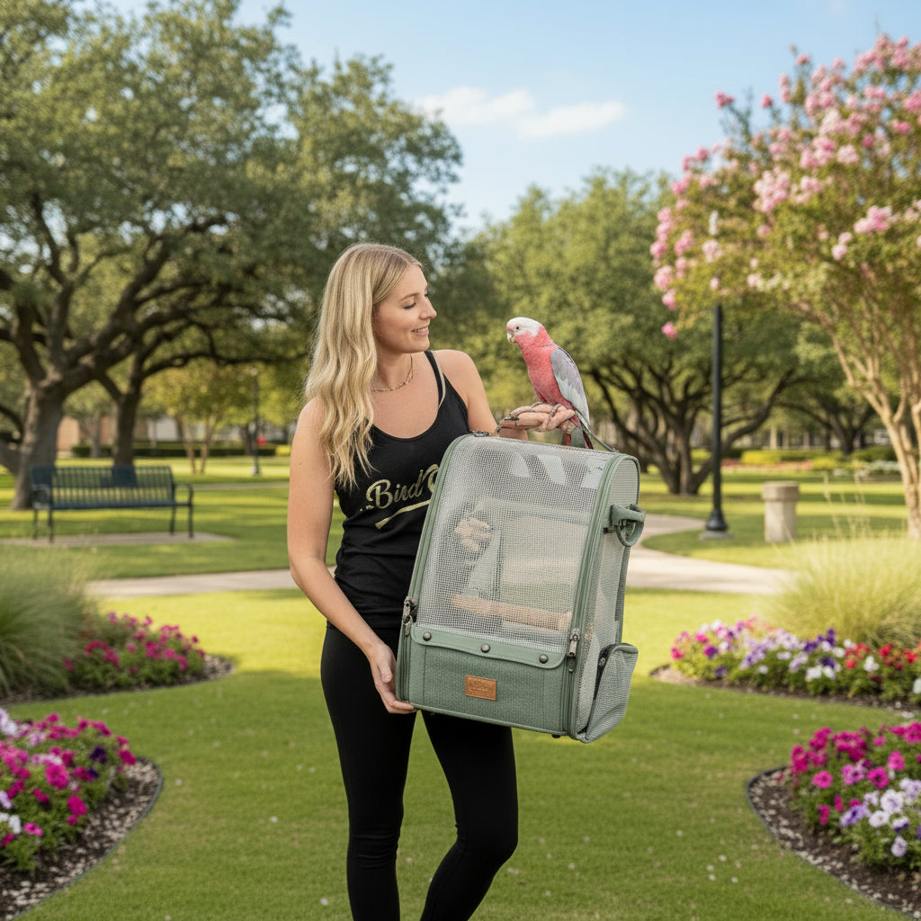 TrackPack: Backpack Bird Travel Carrier with Perch