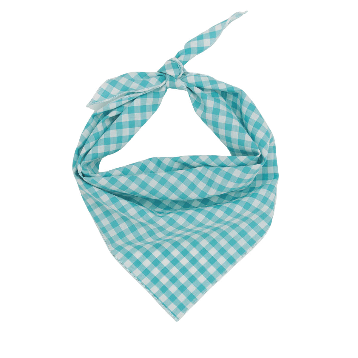 Turquoise Blue Gingham Tie Bandana