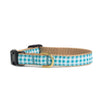 Up Country Turquoise Gingham Small Breed Dog Collar Made in USA