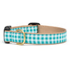 Up Country Turquoise Gingham Cast Brass Dog Collar