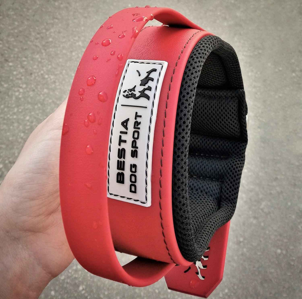 Bestia Dog Sport Handle All Red Dog Collar