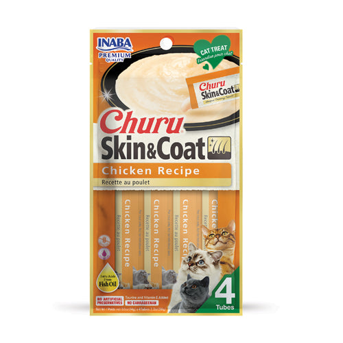 Inaba Cat Churu Skin & Coat Purees Chicken Recipe (2oz)