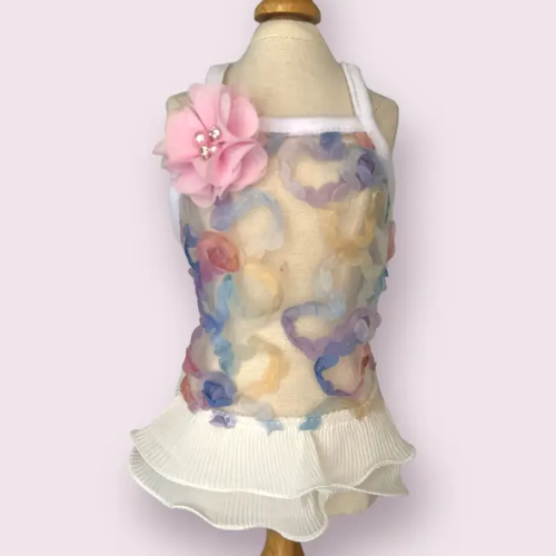 Bark 5th Ave., LLC Chiffon Summer Floral Ruffle Dog Dress pet supplies