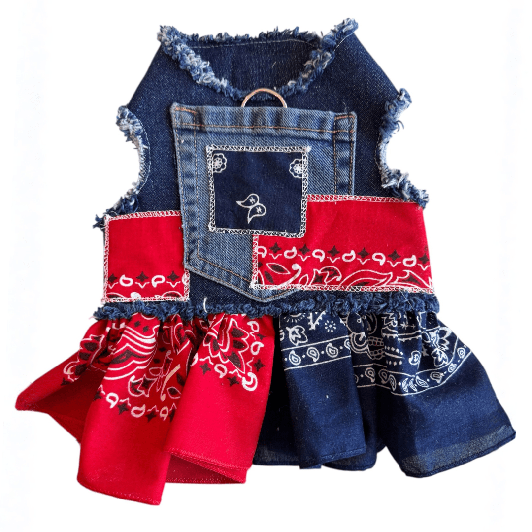 Heads or Tails Pup Denim Dog Bandana