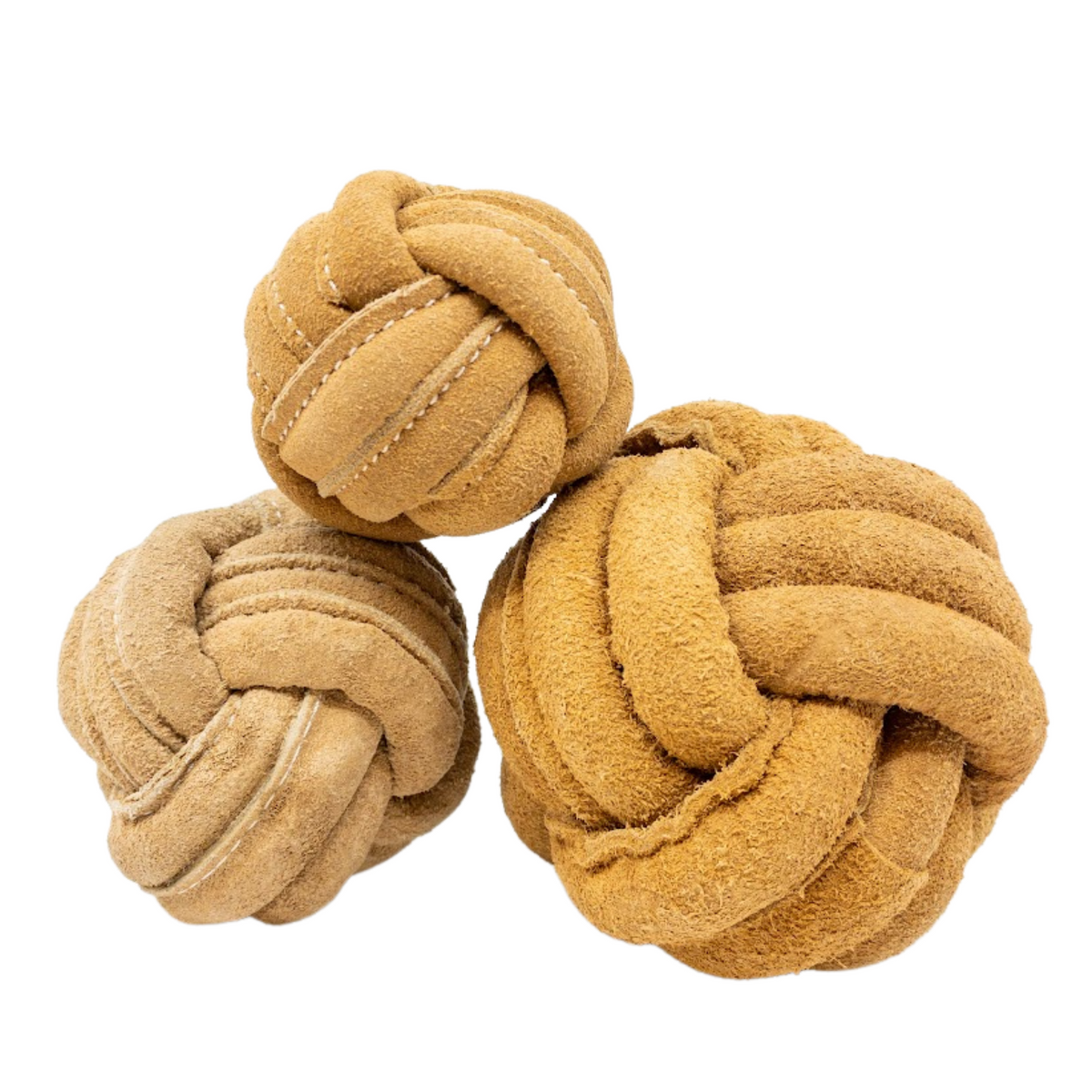 Huggle-Hide Natural Leather Ball Dog Toy, 2 Pack