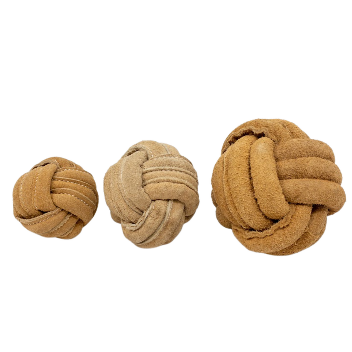Huggle-Hide Natural Leather Ball Dog Toy, 2 Pack