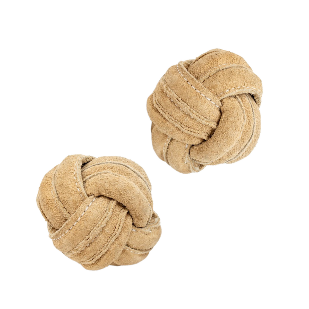 Huggle-Hide Natural Leather Ball Dog Toy, 2 Pack