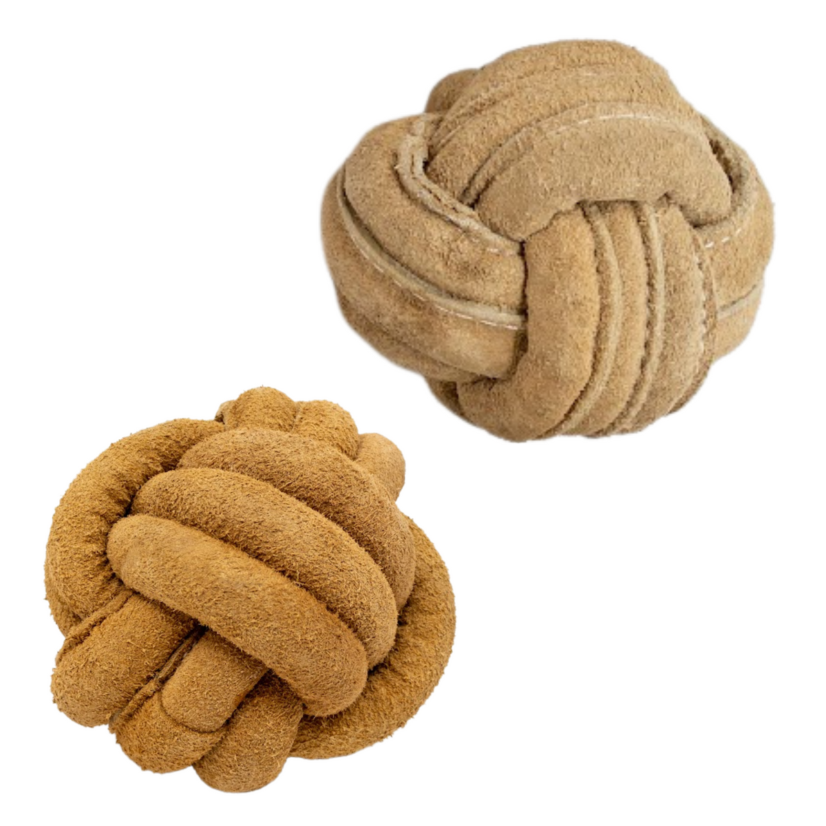 Huggle-Hide Natural Leather Ball Dog Toy, 2 Pack