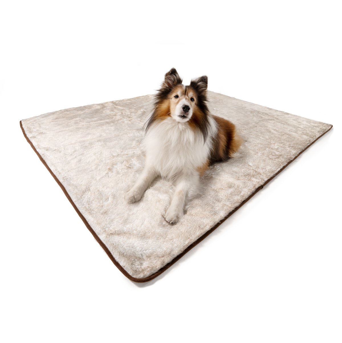 PupProtector Short Fur Waterproof Throw Blanket White with Brown Accents