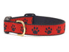 Up Country Red and Black Paw Cast Brass Dog Collar
