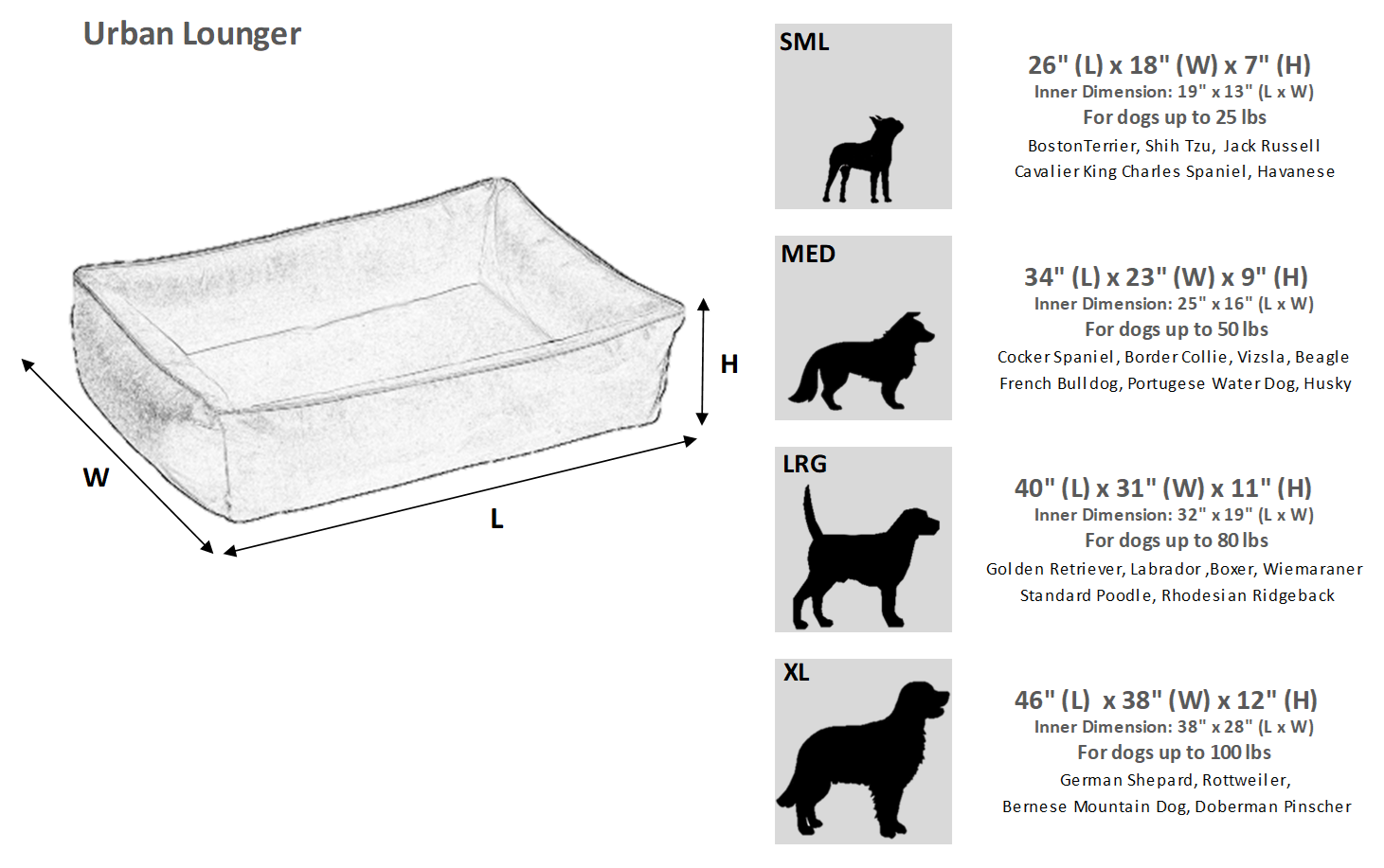 Urban Lounger Size Chart