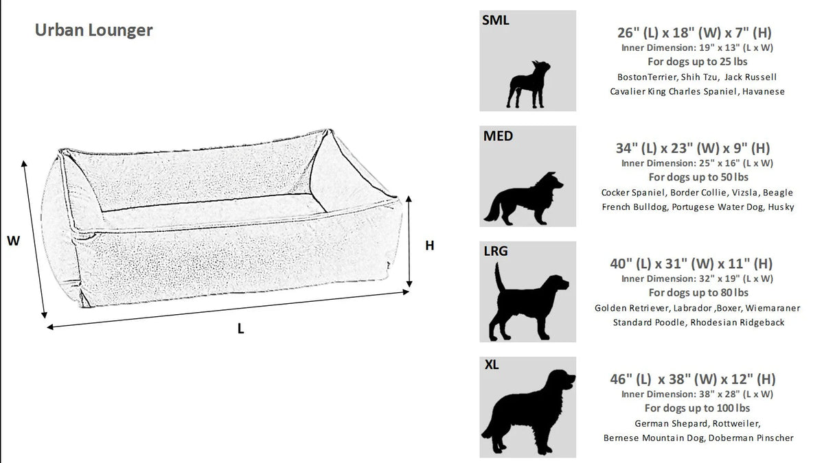 Bowsers Urban Lounger Orthopedic Dog Bed - Sleek One-Piece Design