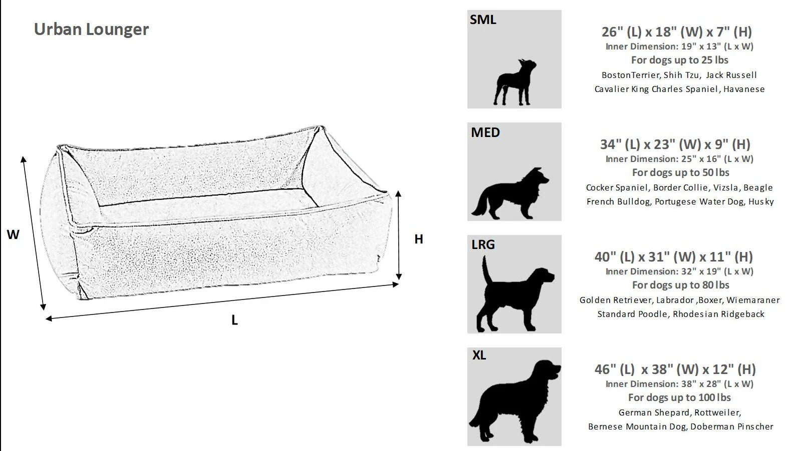 Bowsers Urban Lounger Orthopedic Dog Bed – Sleek One-Piece Design