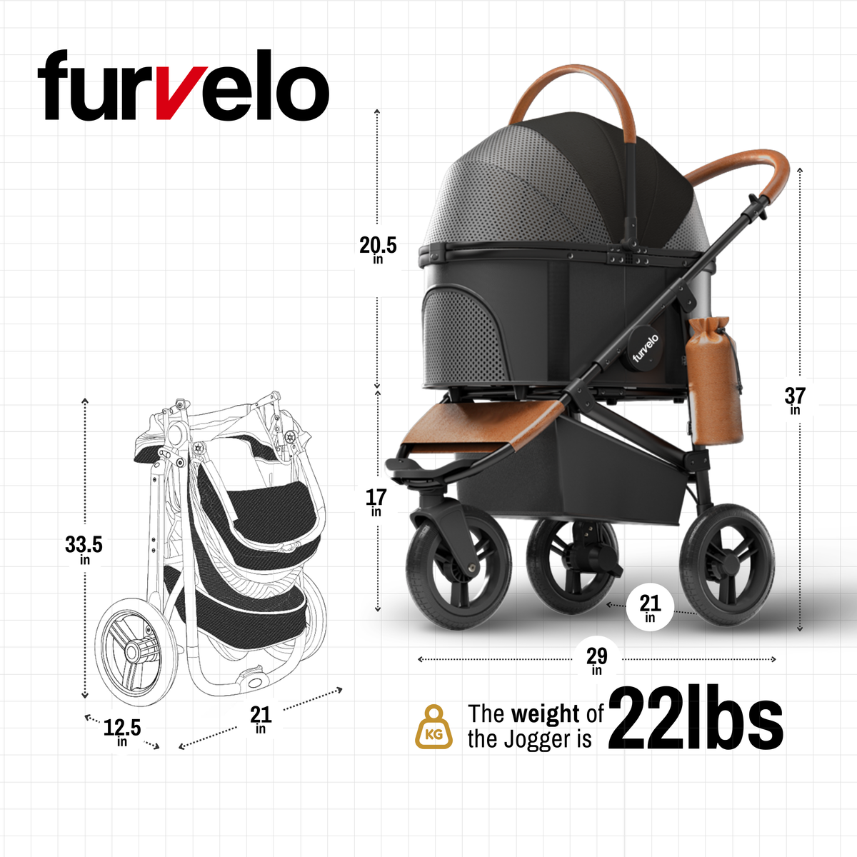 Furvelo Jogger All-Terrain Pet Stroller