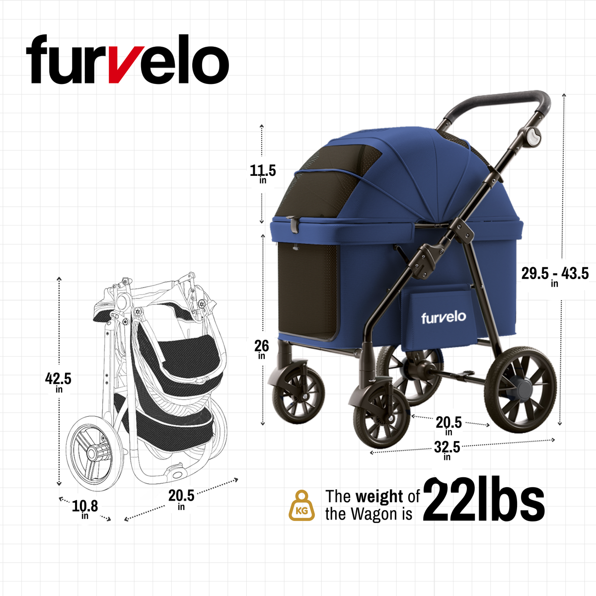 Furvelo Wagon Pet Stroller