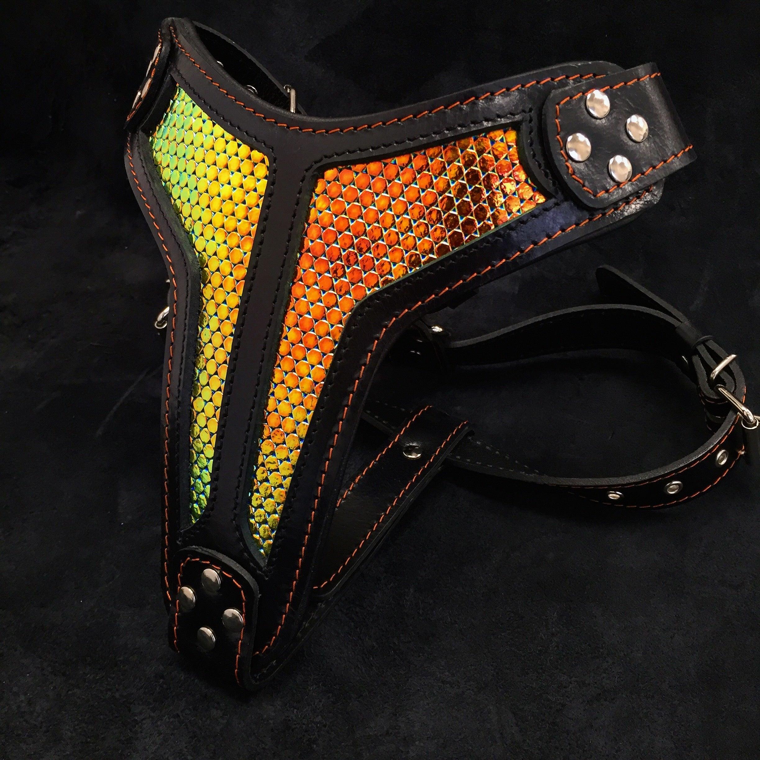 Bestia Dog Gear Genuine Leather Dog Harness - M 