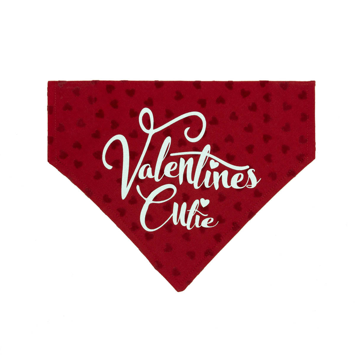 Valentines Day Red Flocked Hearts Dog Bandana