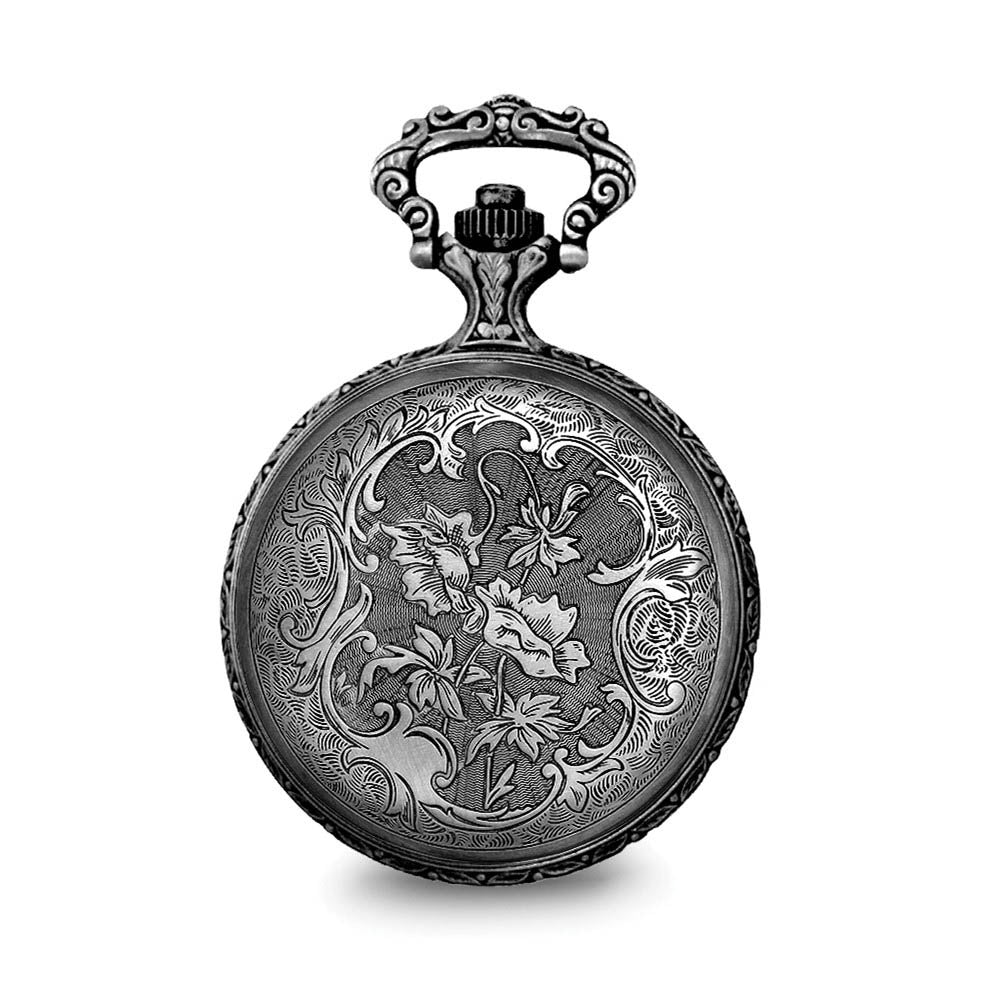 Charles Hubert Antique Chrome Finish 2 Horses Pocket Watch