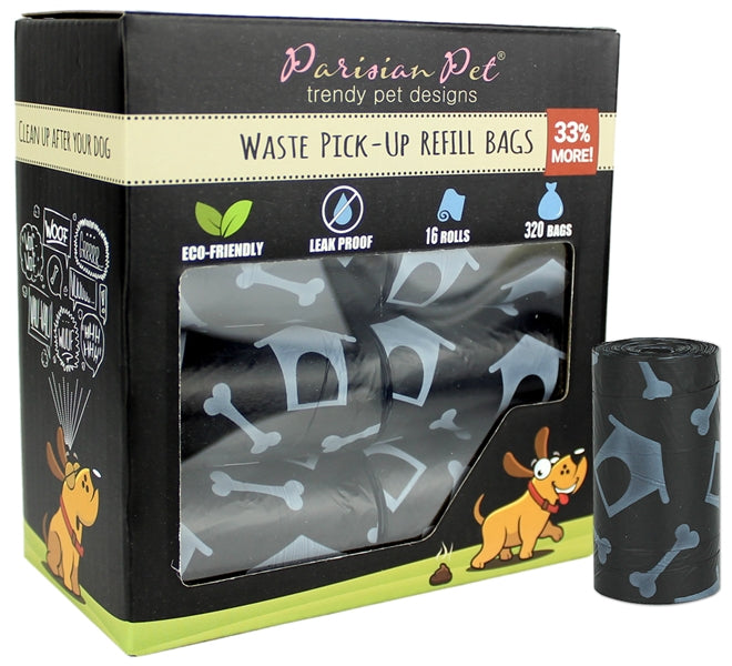 Parisian Pet Dog House Design Waste Bags - Convenient, Leak-Proof, Durable, Black Disposable Pet Waste Bags for Dogs & Cats
