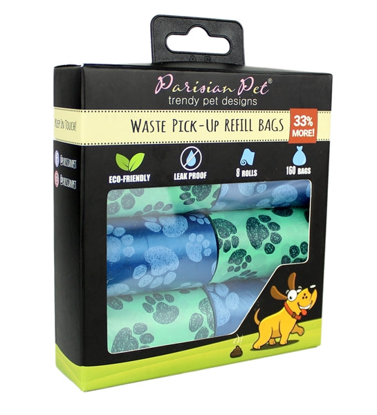Parisian Pet Blue Green Paws Waste Bags