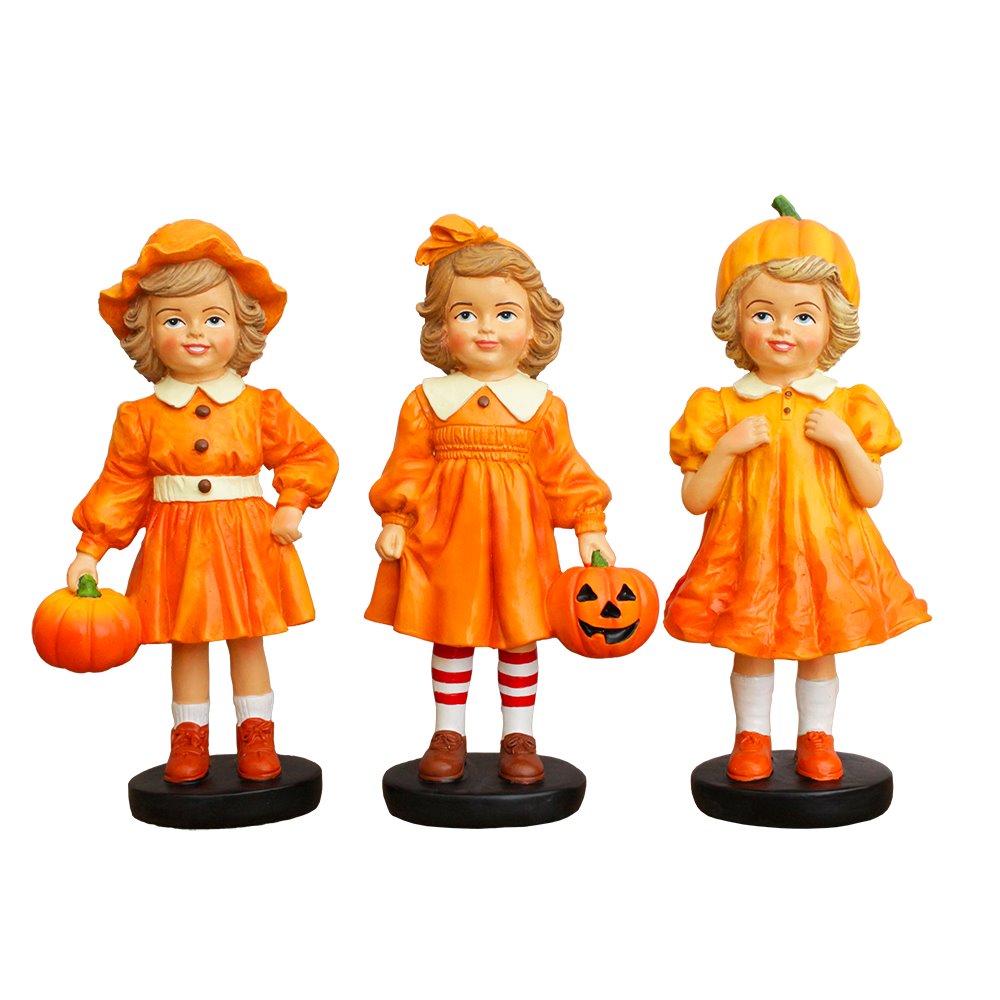 Inviting Pumpkin Girl Trio Set of Figurines, 6