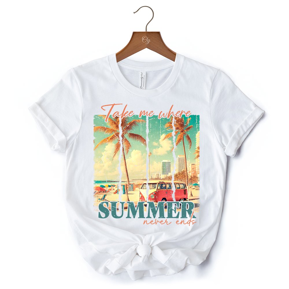 Summer Never Ends T-Shirt, Vintage White and Natural Van Tee