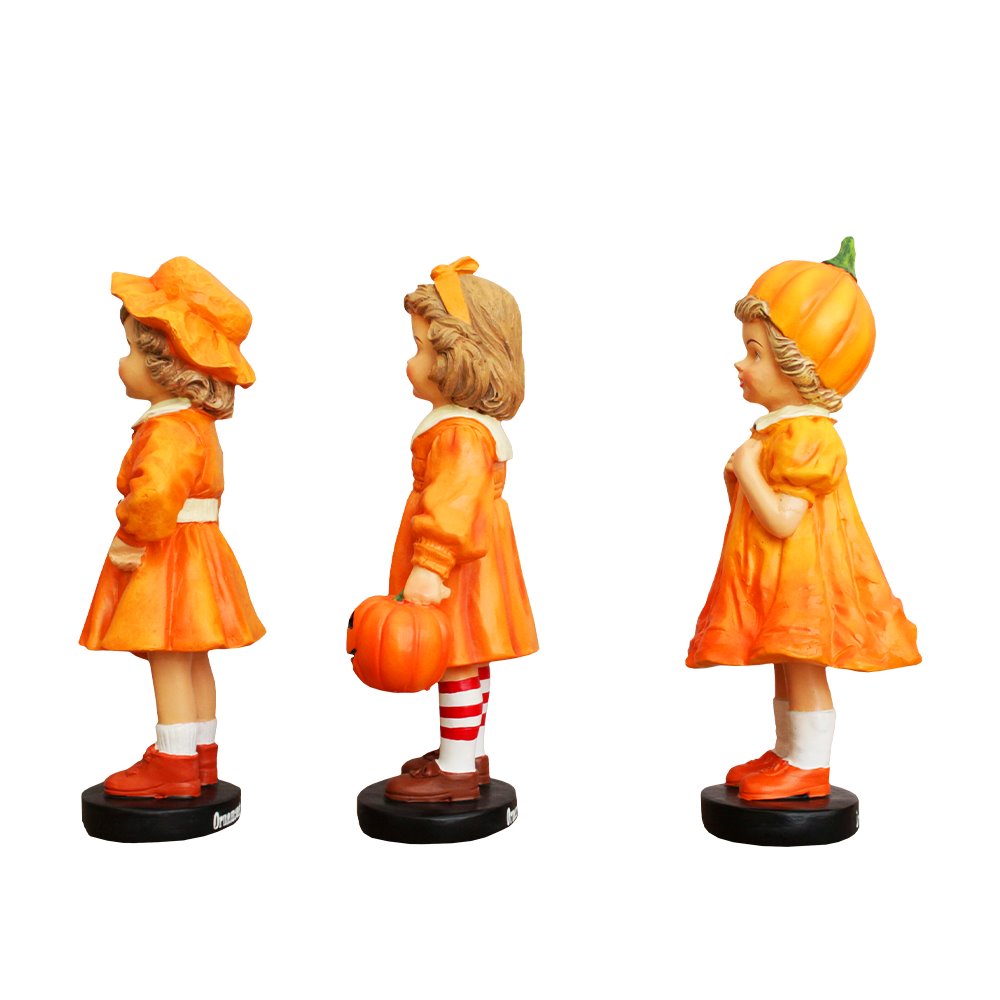 Inviting Pumpkin Girl Trio Set of Figurines, 6