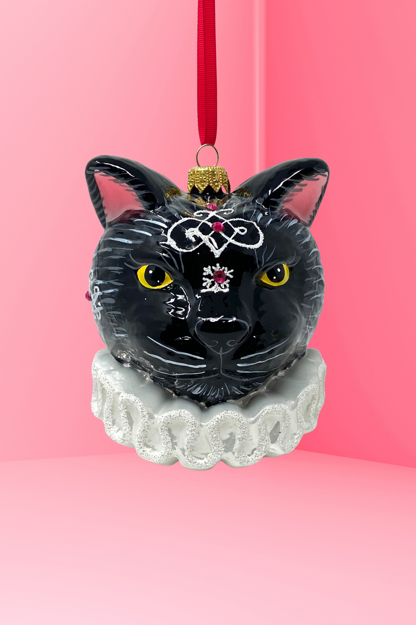Lunar Cat Polish Glass Ornament