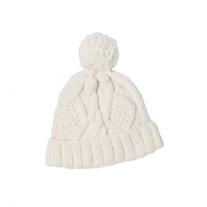 Chilly Dog Hand Knit Wool Natural Cable Wool Hat